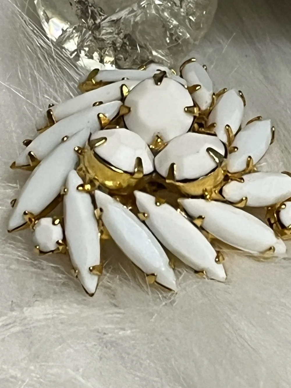 Vintage Milk Glass Brooch